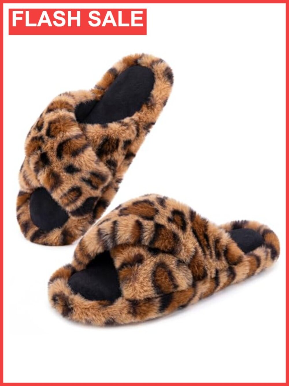 Faux Angora Fur Open Toe Slippers Memory Foam Non-Slip Slides